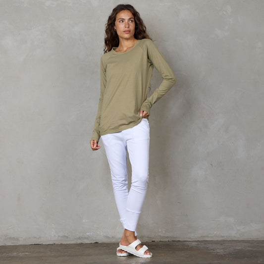 Layer Me Long Sleeve Organic Cotton Tee Khaki l/s tee Organic Crew 