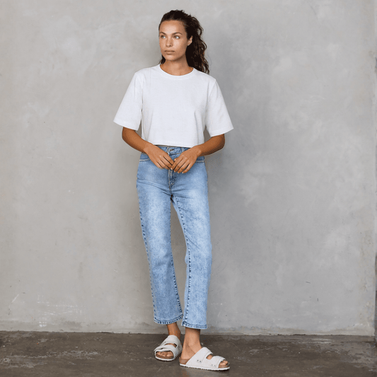 Luna Cropped Tee White Tee Shirt Organic Crew