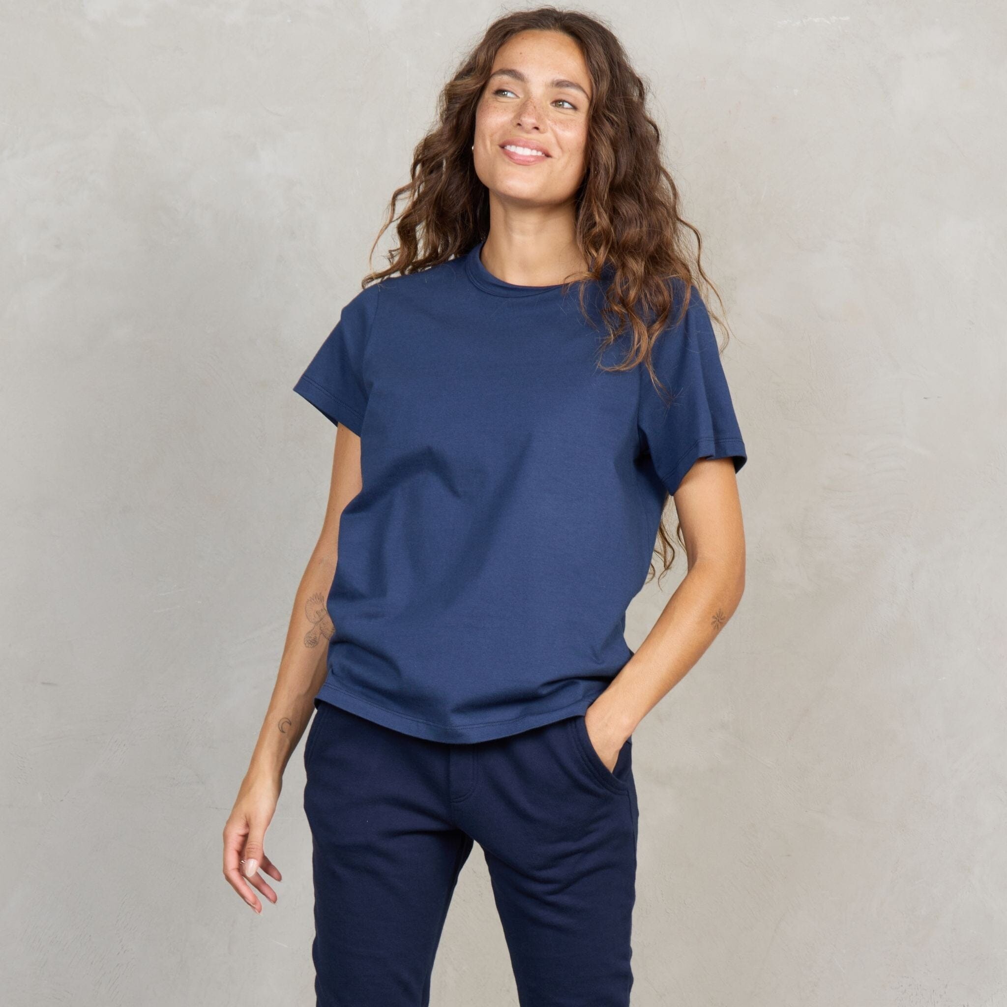 Boyfriend Organic Cotton Tee Navy Tee Shirt Organic Crew 