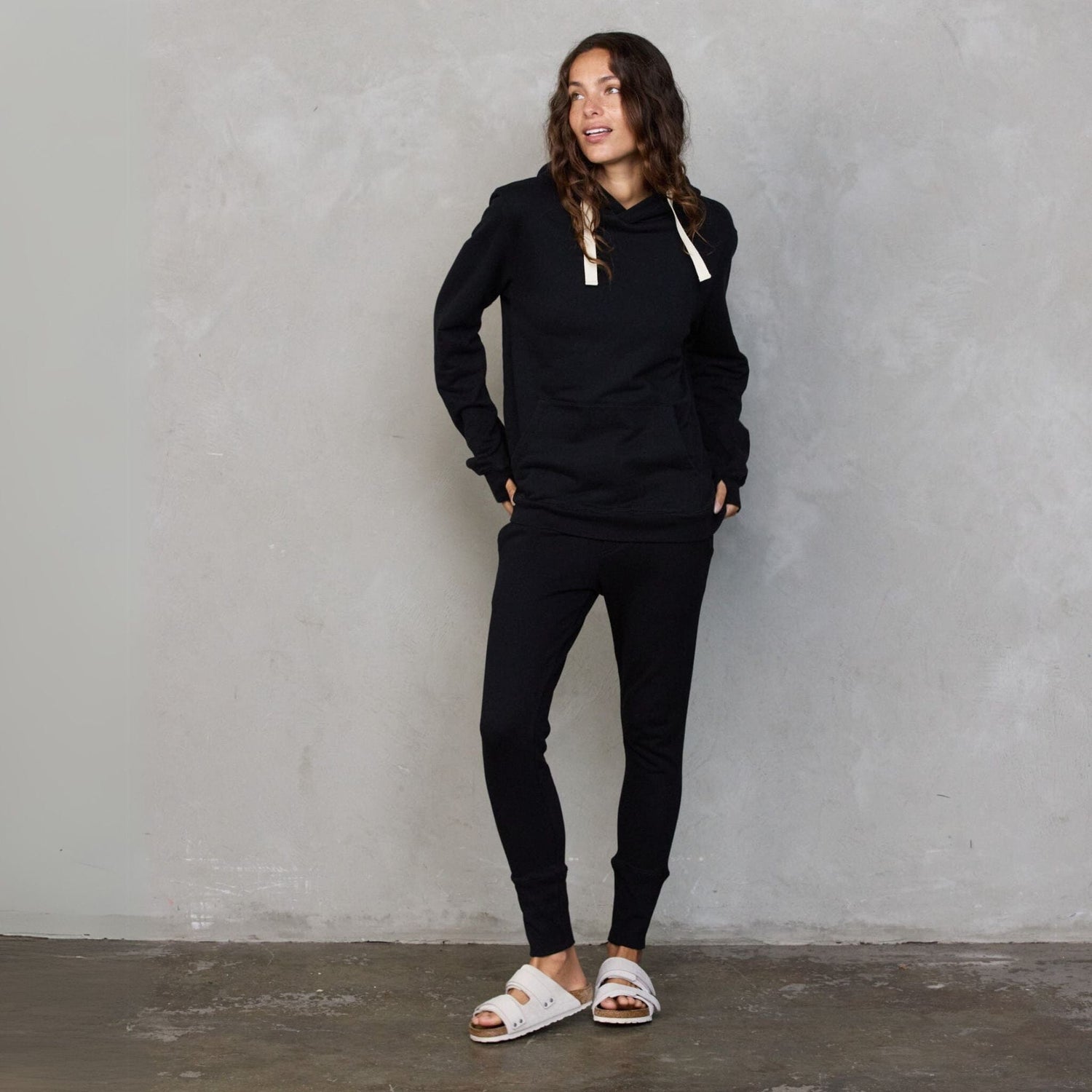 Hoodie Black Sweater Organic Crew 