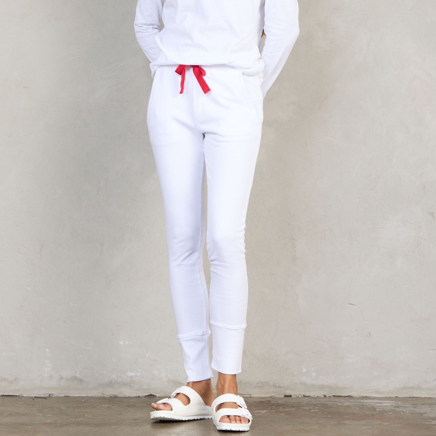 Crew Pant Organic Cotton White with Red Contrast pants Organic Crew 