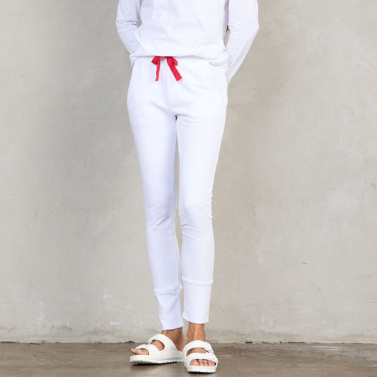 Crew Pant Organic Cotton White with Red Contrast pants Organic Crew 