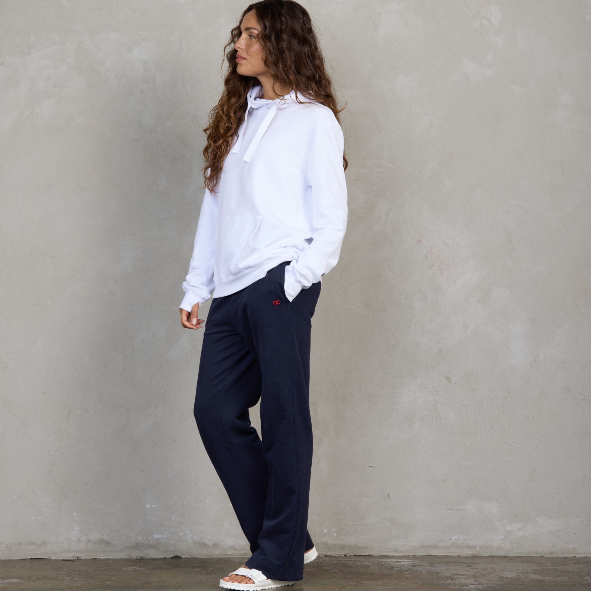 Chloe Organic Cotton Lux Touch Straight Leg Pant Navy pants Organic Crew 