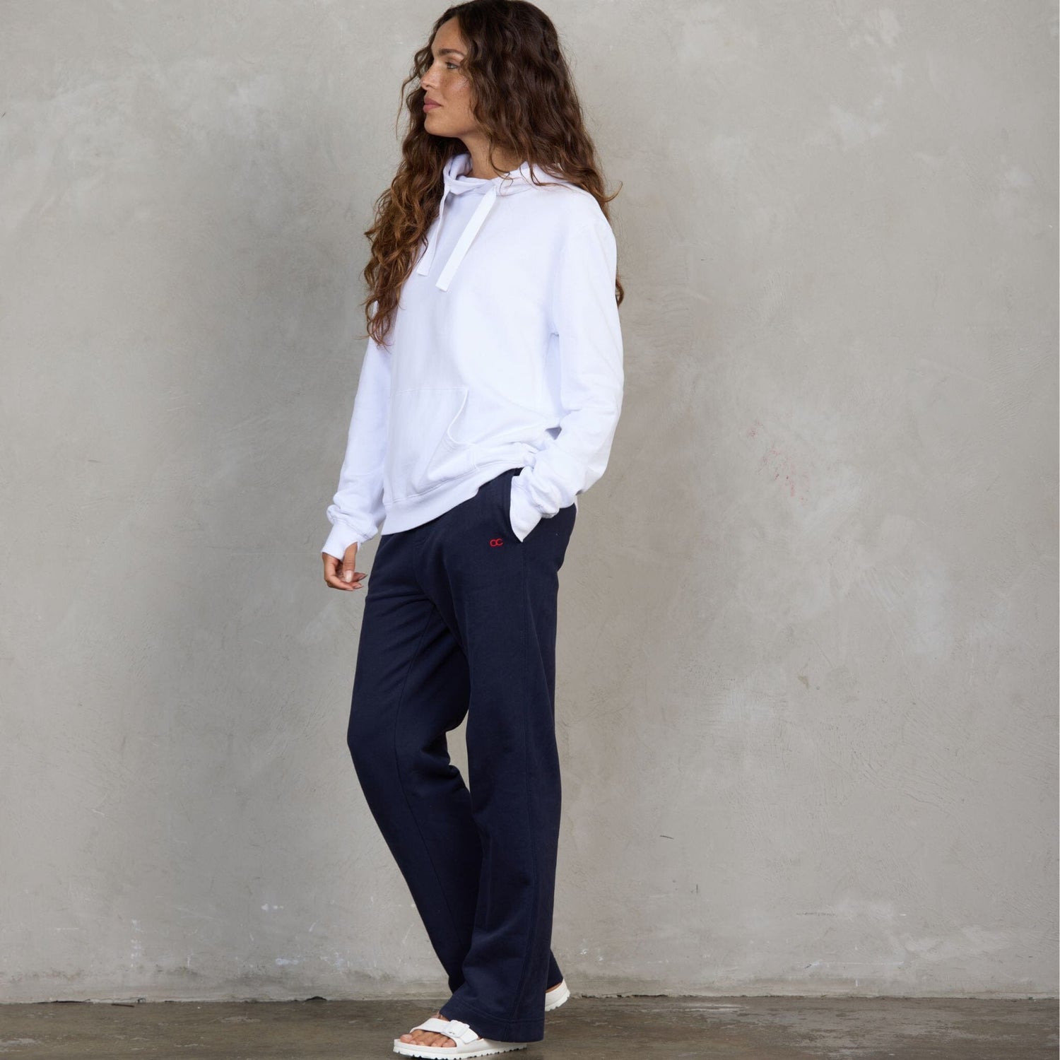 Chloe Organic Cotton Lux Touch Straight Leg Pant Navy pants Organic Crew 