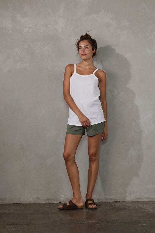 Spindrift Singlet White Tank Organic Crew 