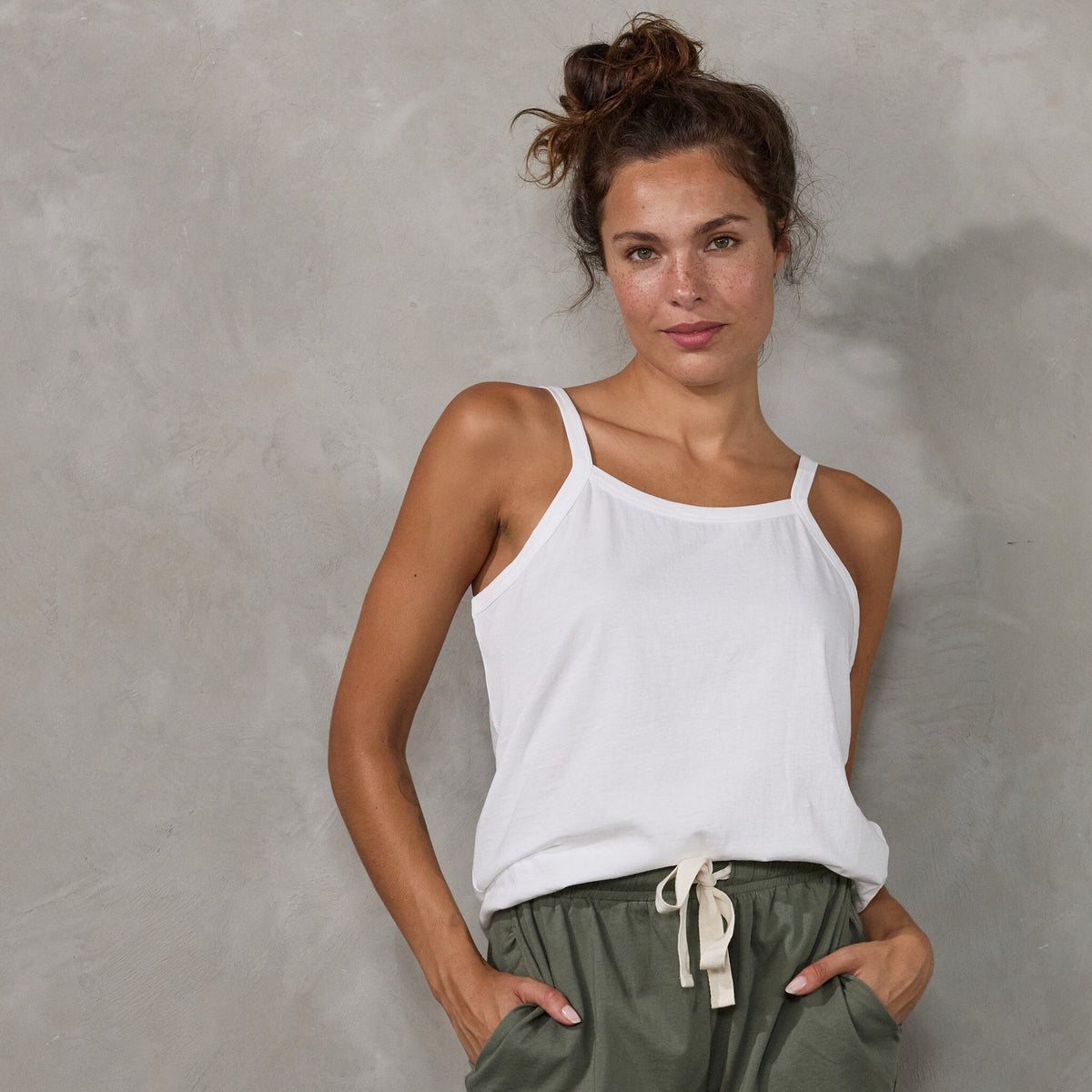 Spindrift Singlet White Tank Organic Crew 