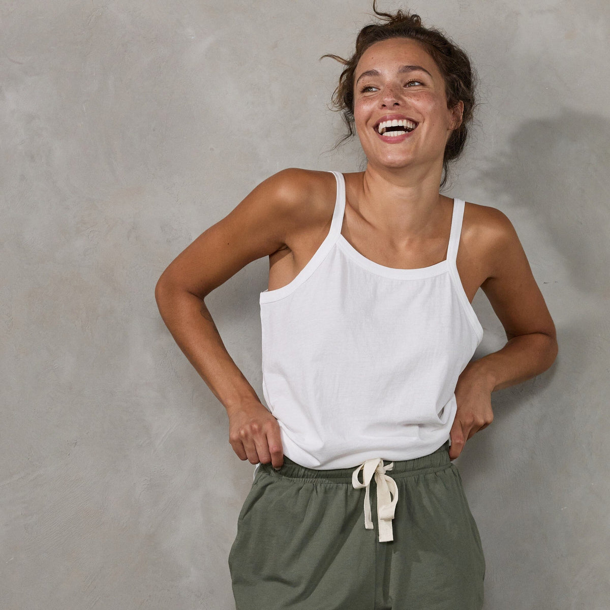 Spindrift Singlet White Tank Organic Crew 