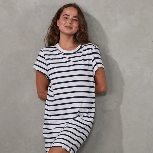 Flinders Nightshirt Stripe Nightshirt Organic Crew