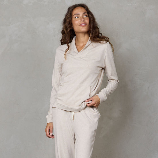 Alexi Luxury Bamboo and Organic Cotton Lounge Suit Oatmeal Lounge Suit Organic Crew 