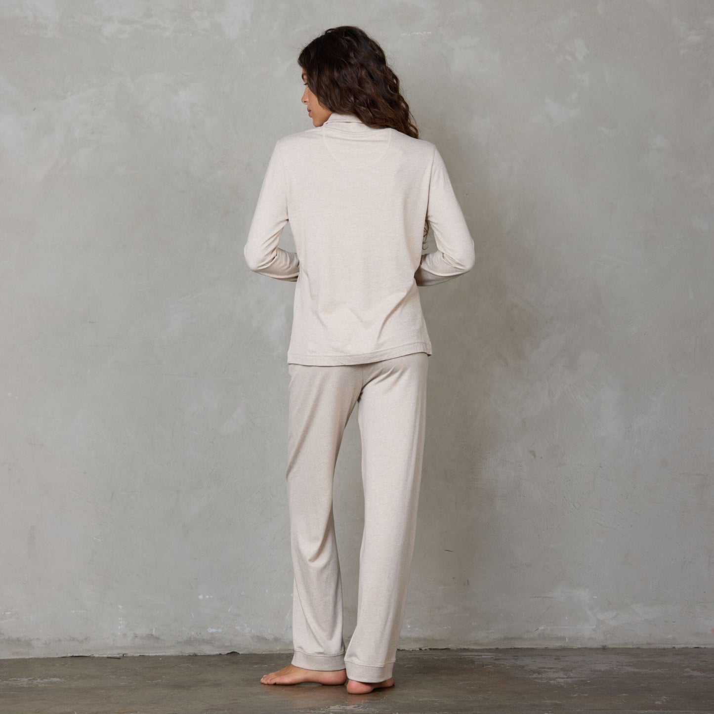 Alexi Luxury Bamboo and Organic Cotton Lounge Suit Oatmeal Lounge Suit Organic Crew 
