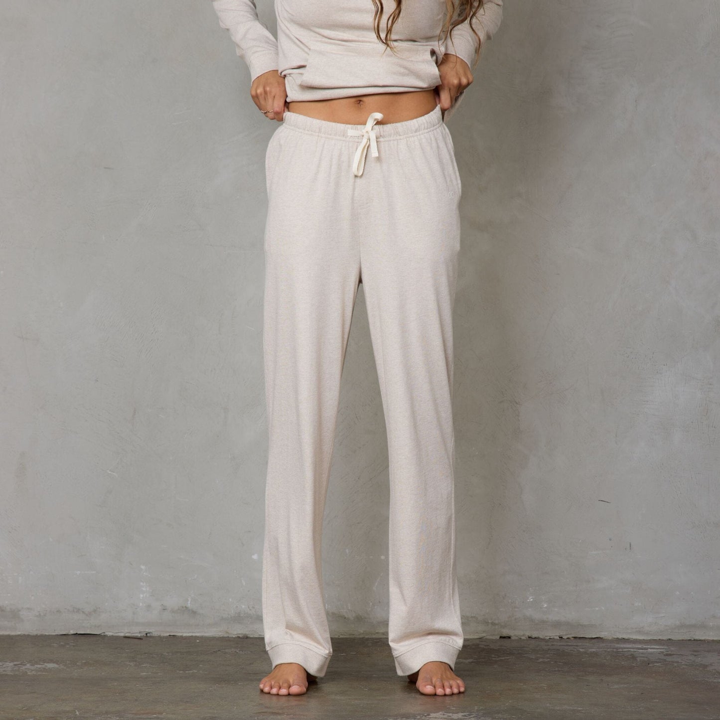 Alexi Luxury Bamboo and Organic Cotton Lounge Suit Oatmeal Lounge Suit Organic Crew 