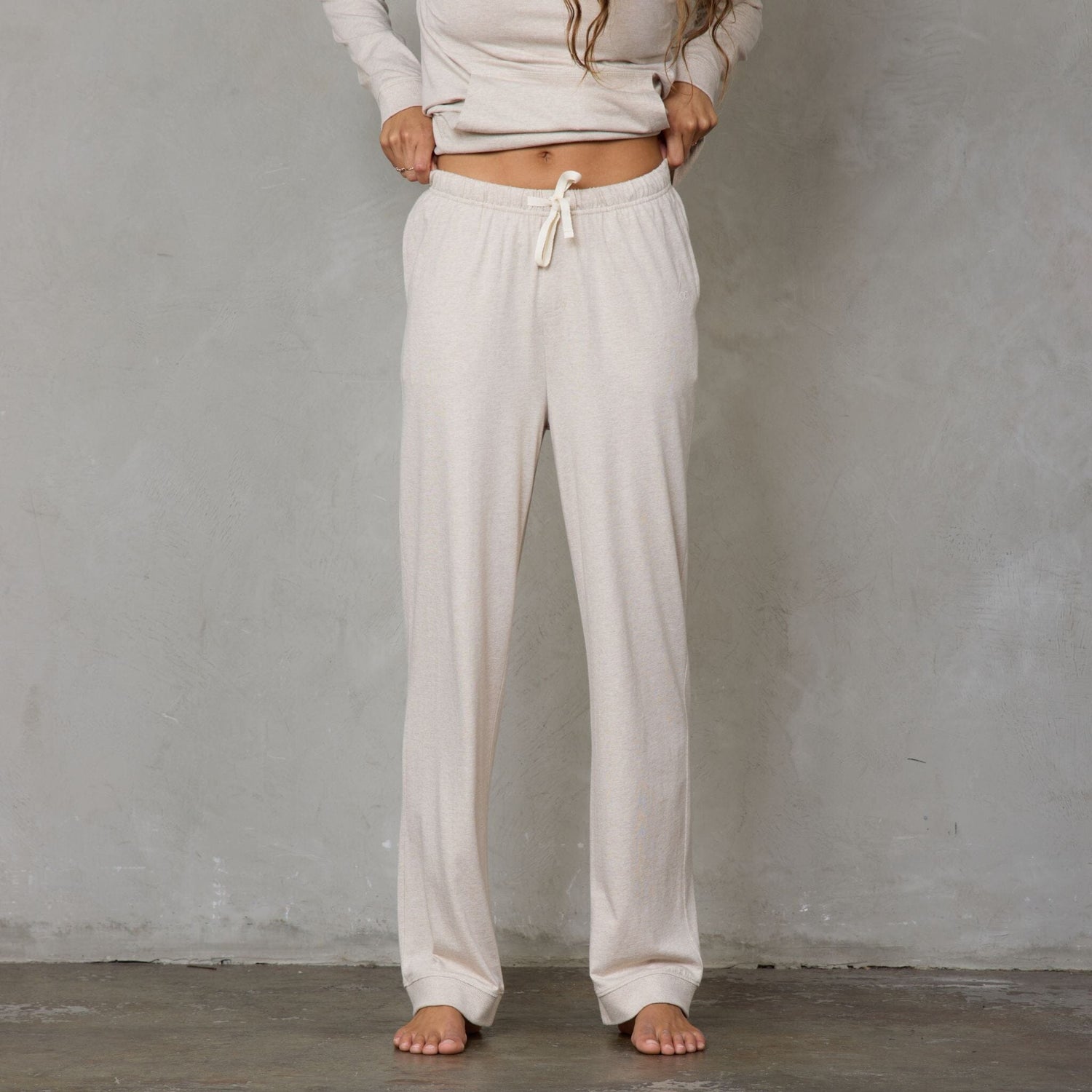 Alexi Luxury Bamboo and Organic Cotton Lounge Suit Oatmeal Lounge Suit Organic Crew 