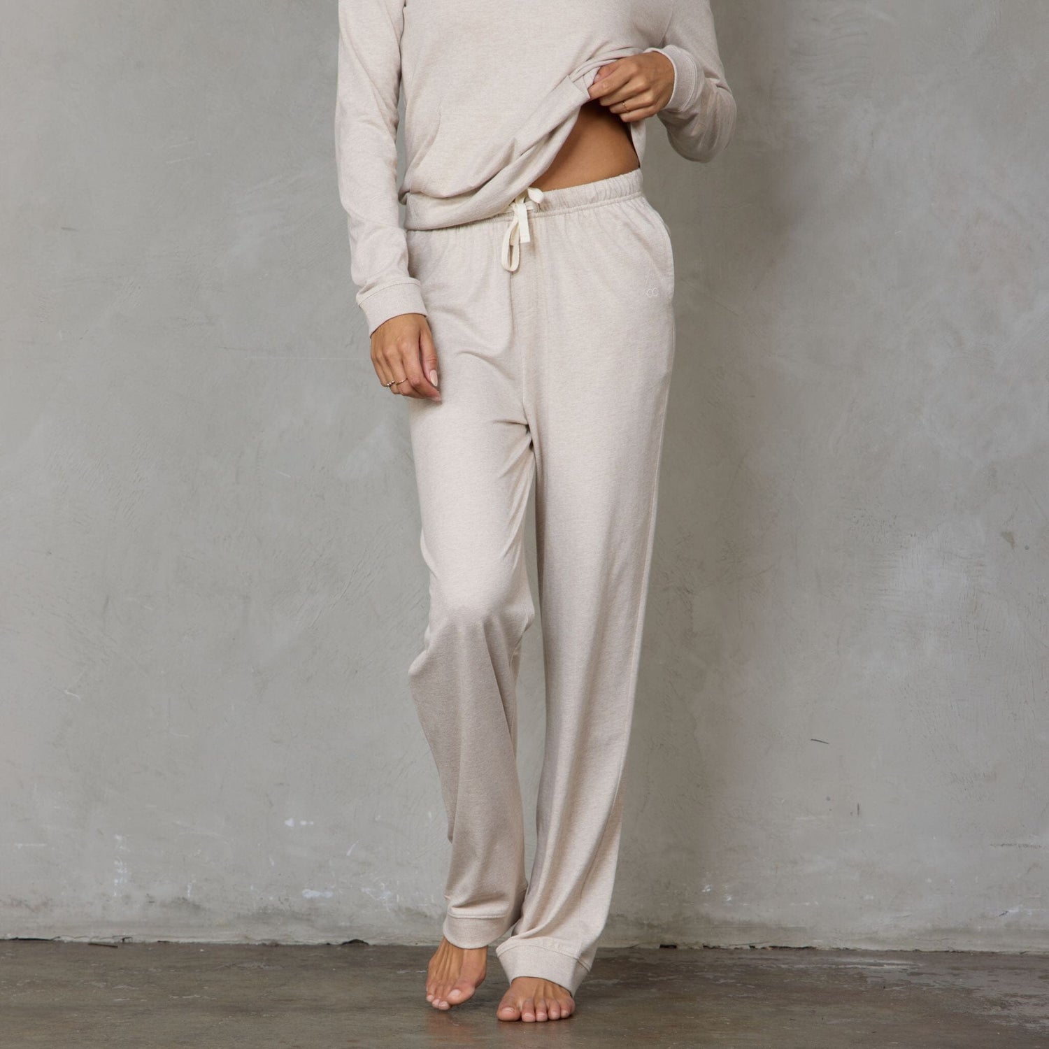 Alexi Luxury Bamboo and Organic Cotton Lounge Suit Oatmeal Lounge Suit Organic Crew 