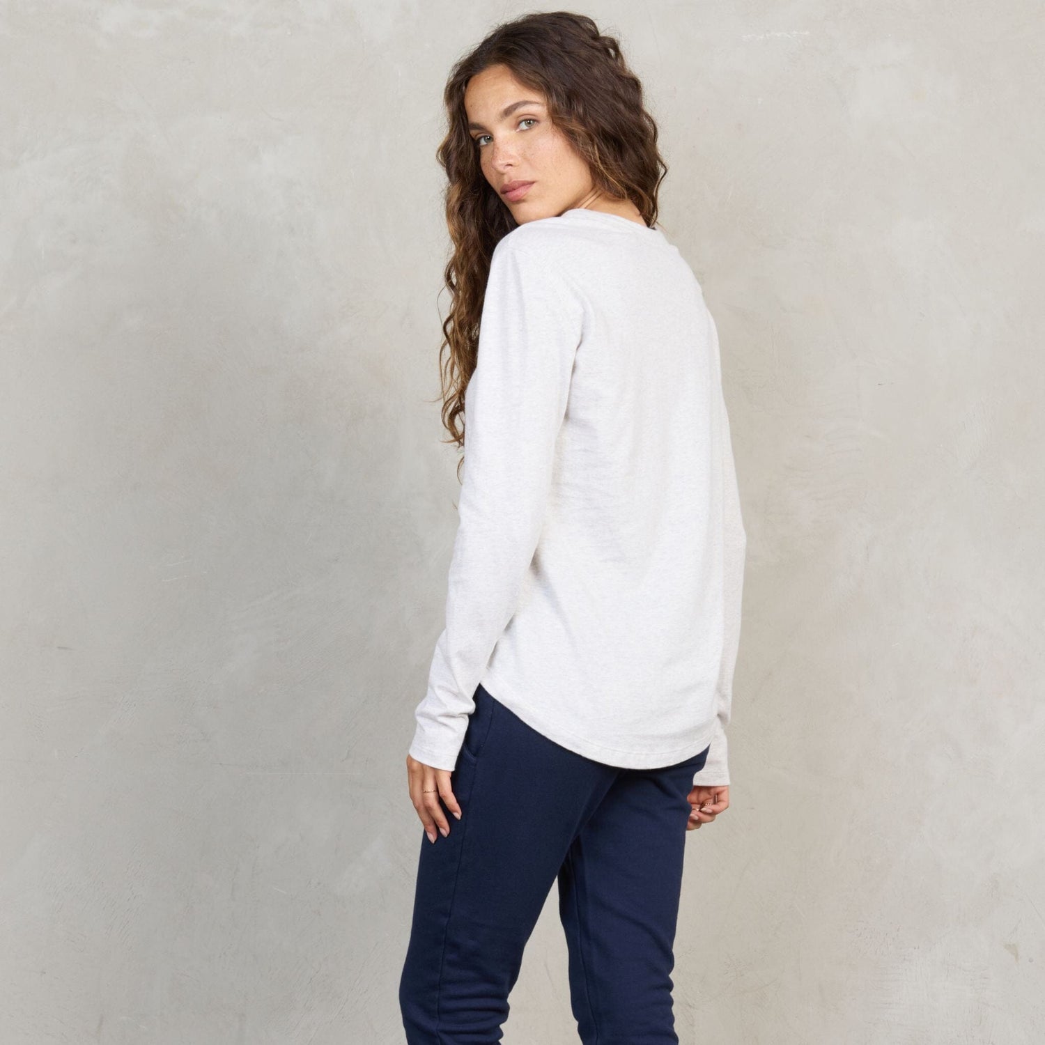 Lily Organic Cotton Long Sleeve Tee Grey Marle l/s tee Organic Crew 