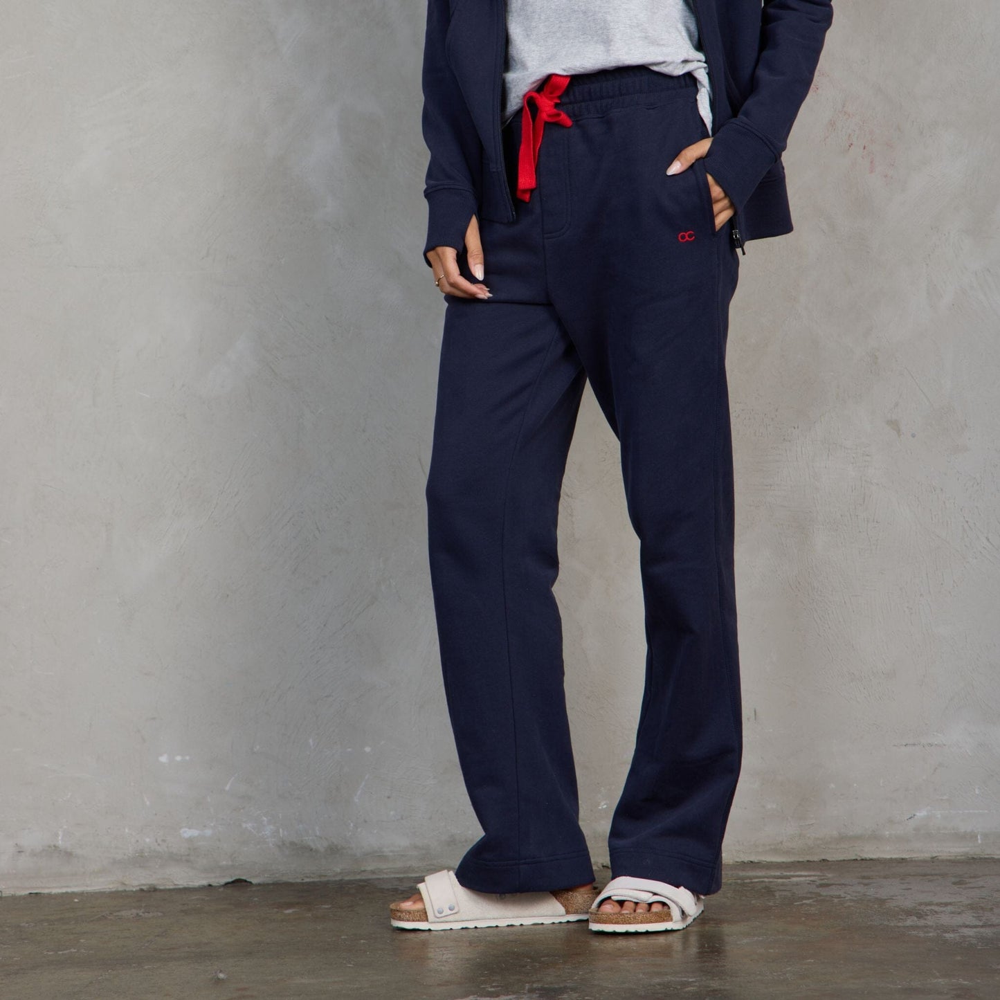 Chloe Organic Cotton Lux Touch Straight Leg Pant Navy pants Organic Crew 