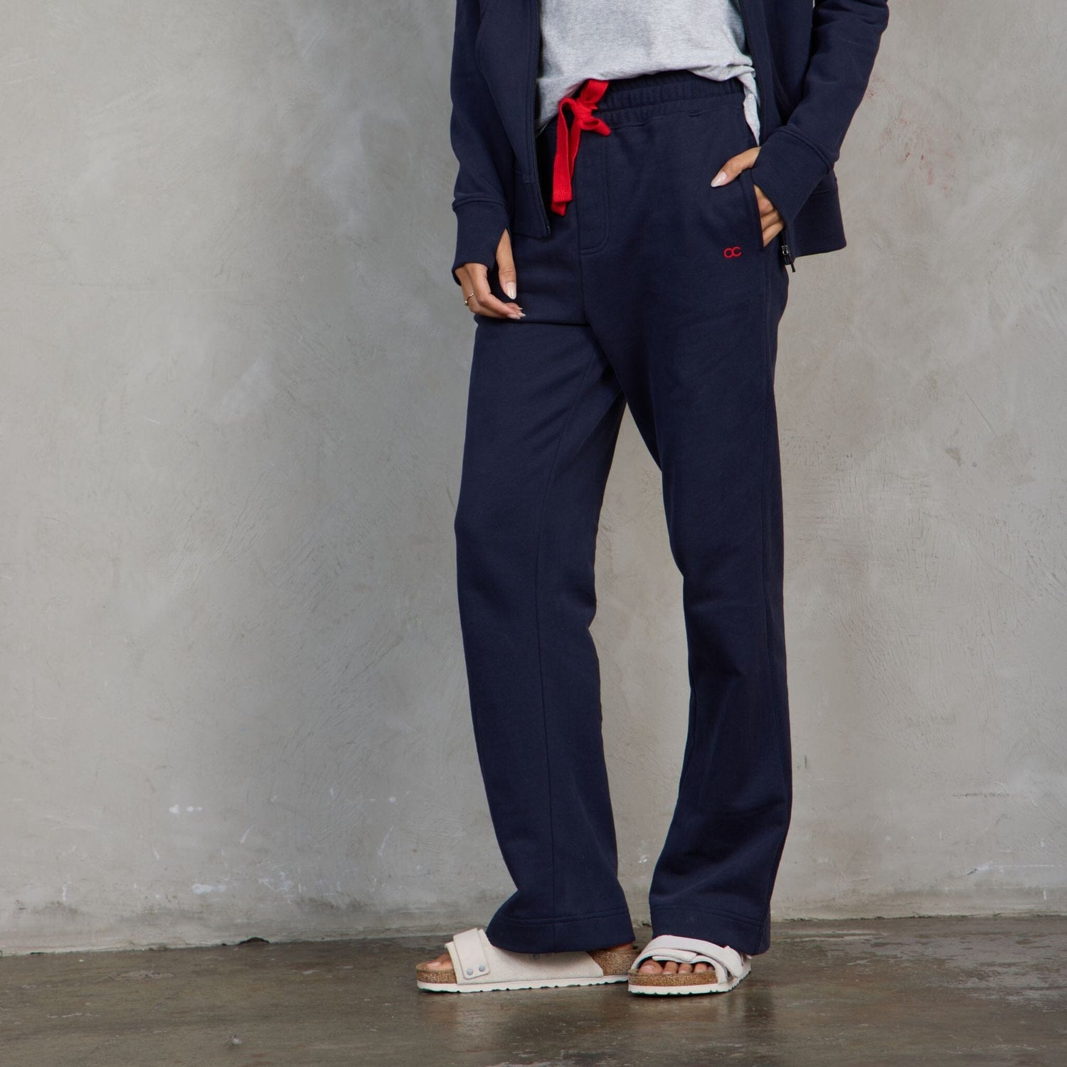 Chloe Organic Cotton Lux Touch Straight Leg Pant Navy pants Organic Crew 