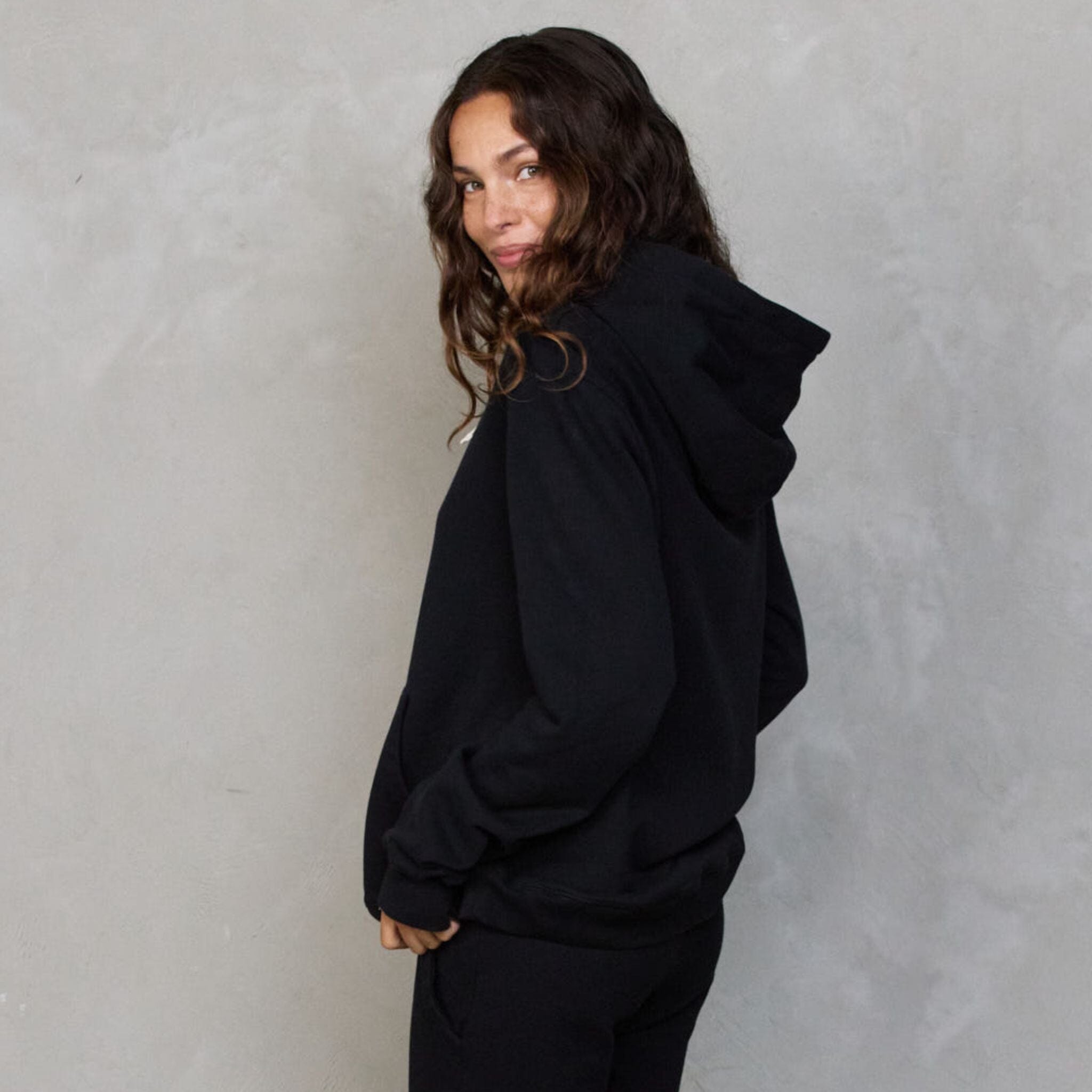 Hoodie Black Sweater Organic Crew 