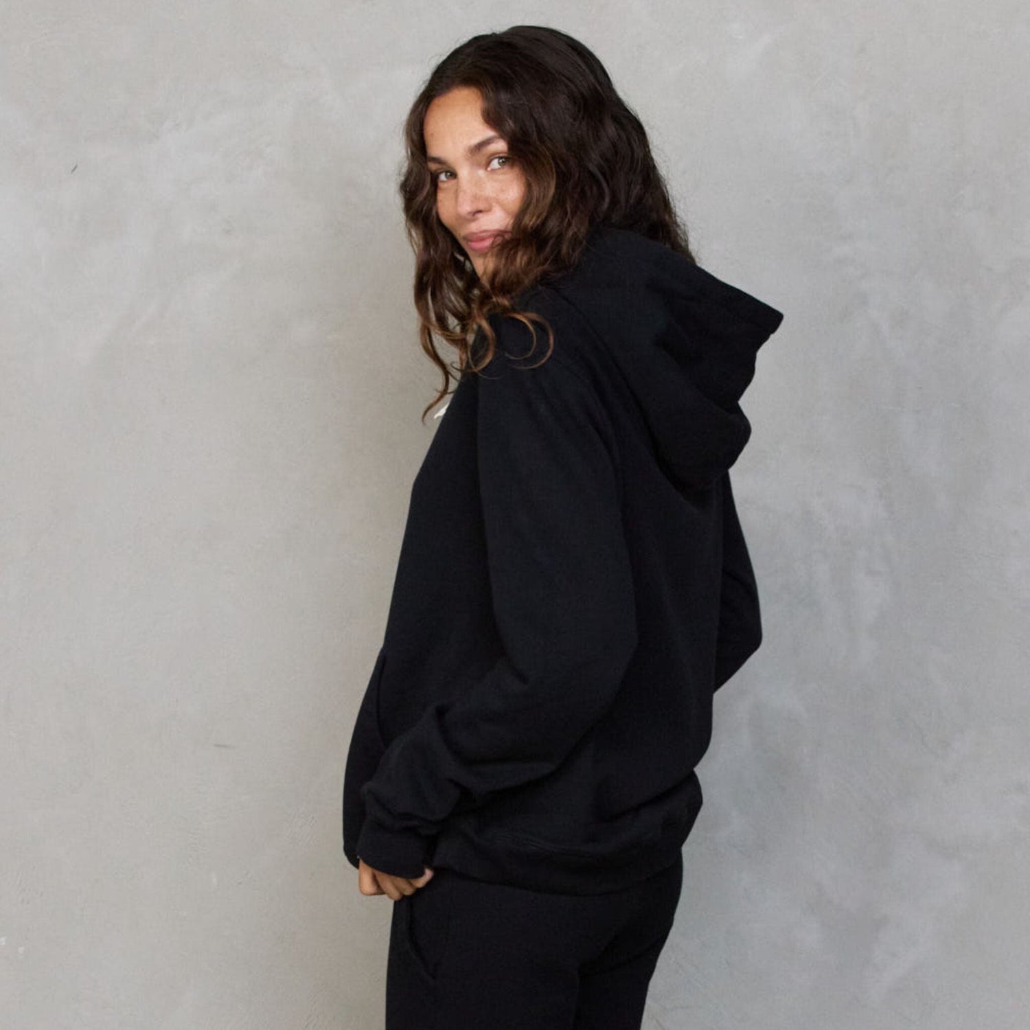 Hoodie Black Sweater Organic Crew 