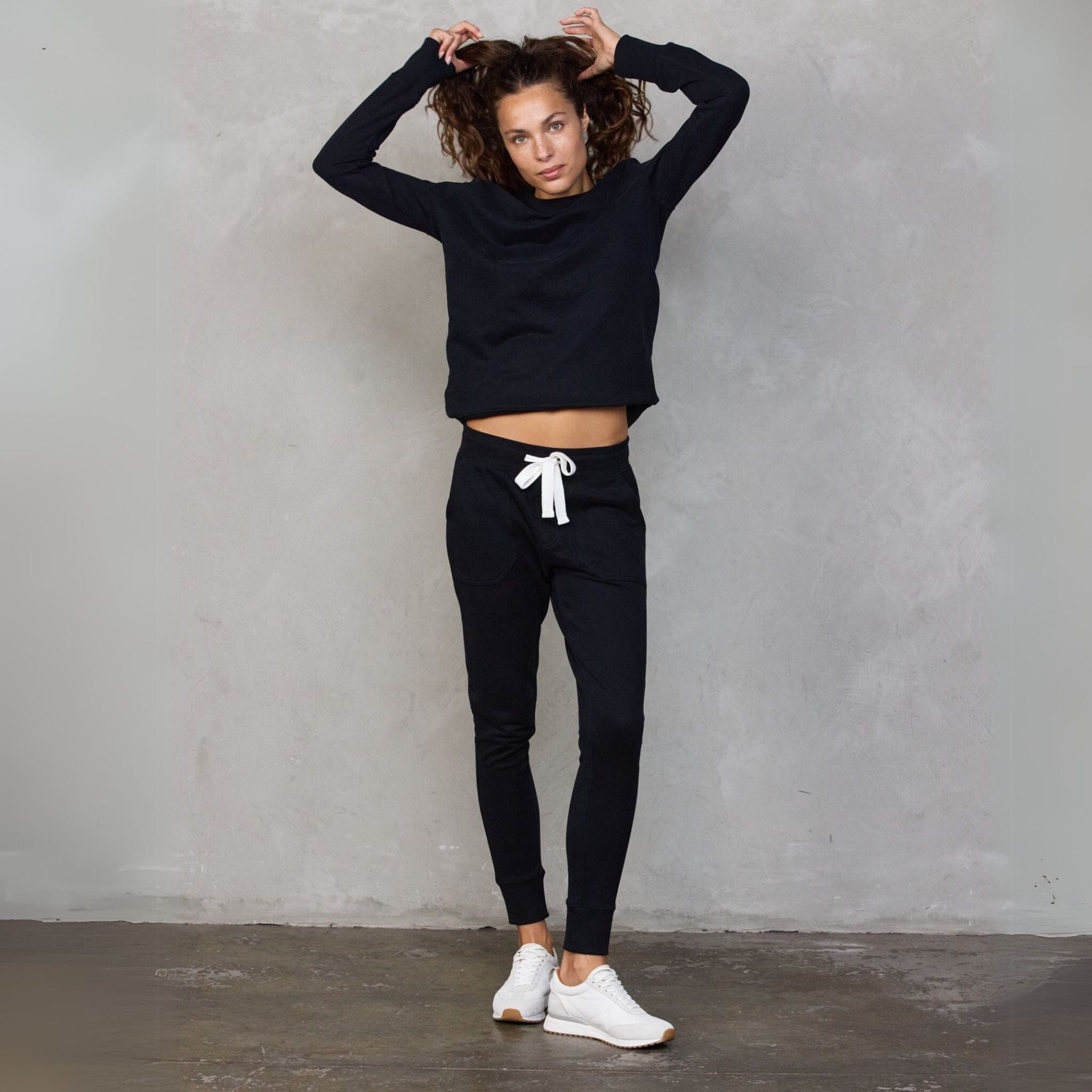 Chloe Lux Touch Sweater Black pants Organic Crew 