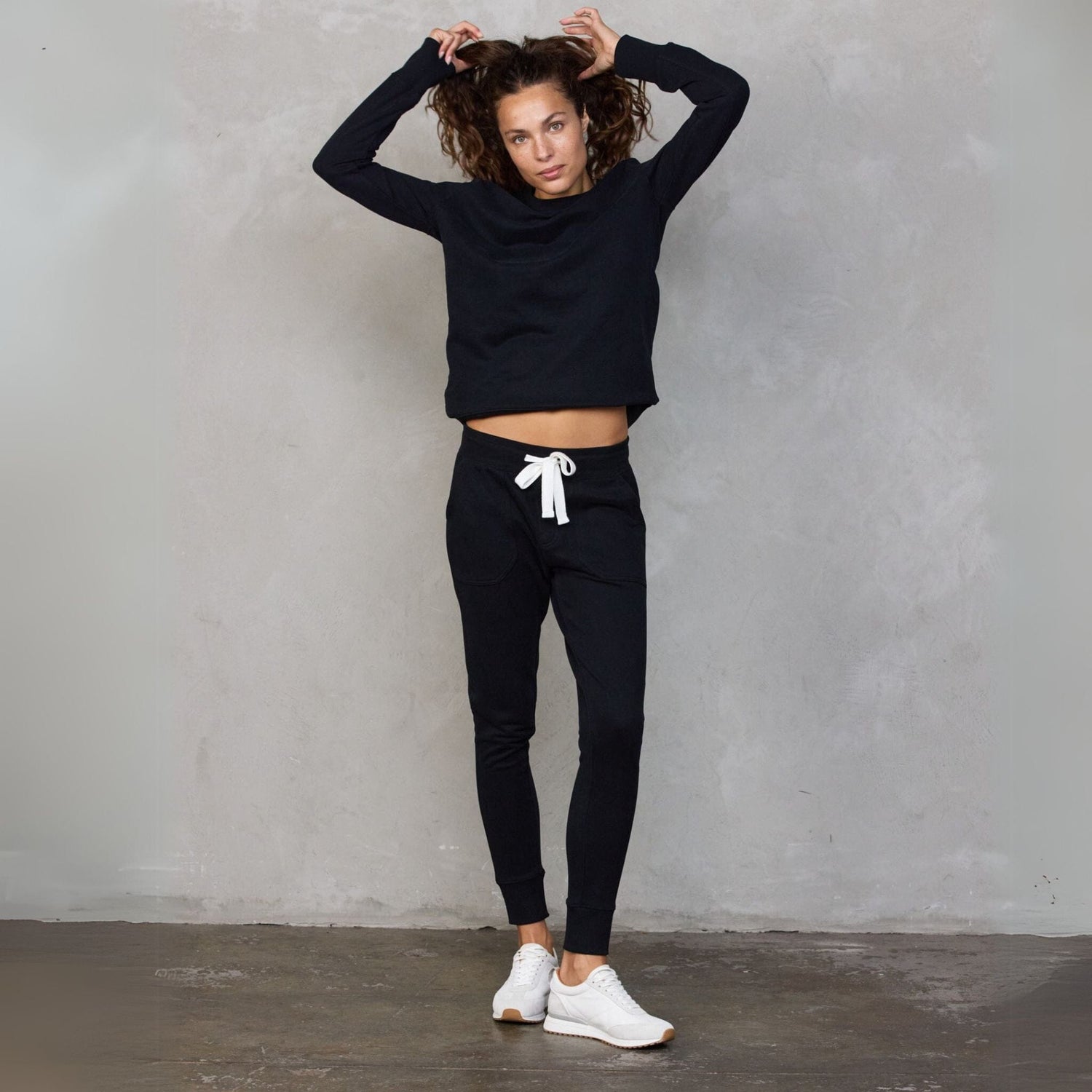 Chloe Lux Touch Sweater Black pants Organic Crew 
