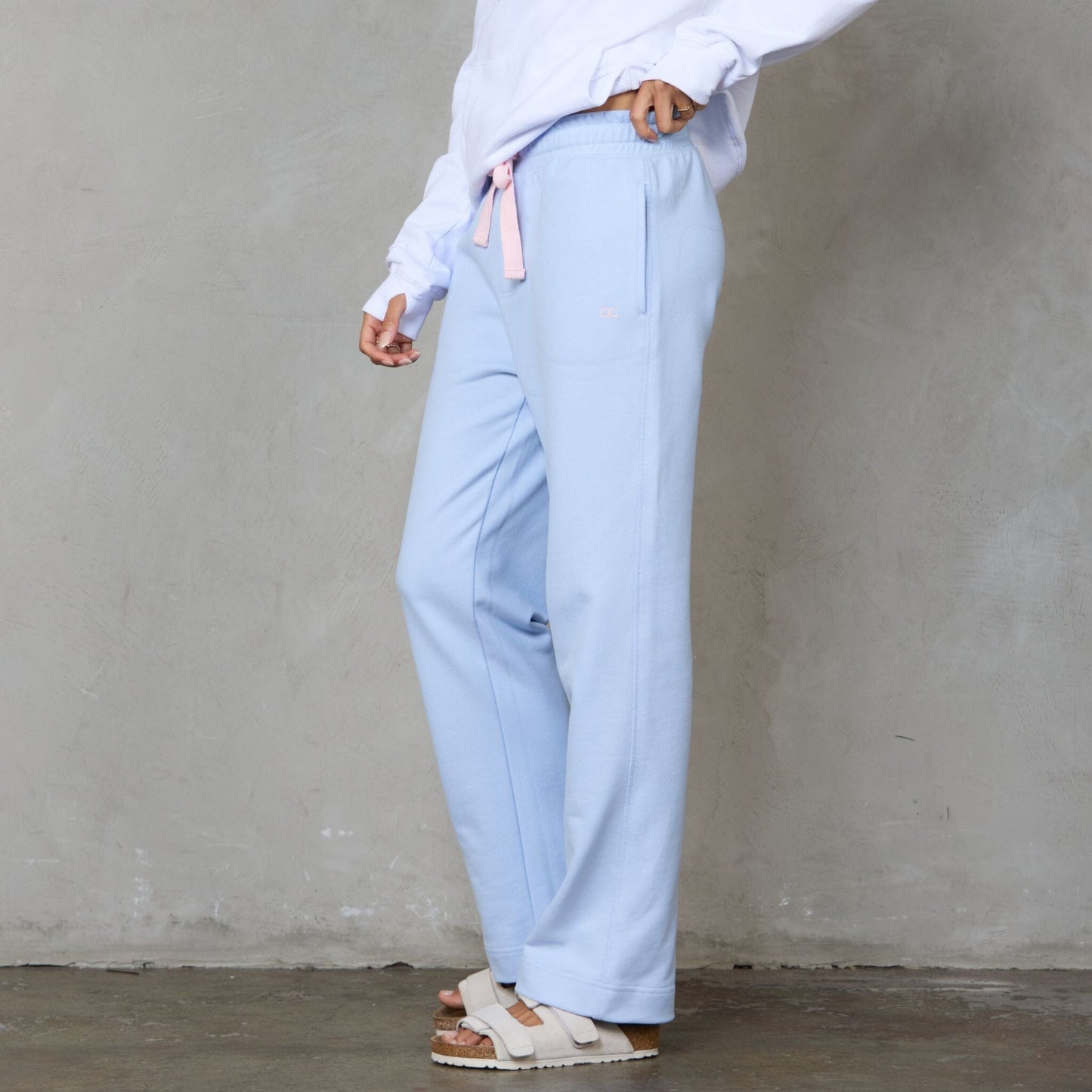 Chloe Organic Cotton Lux Touch Straight Leg Pant Baby Blue pants Organic Crew 