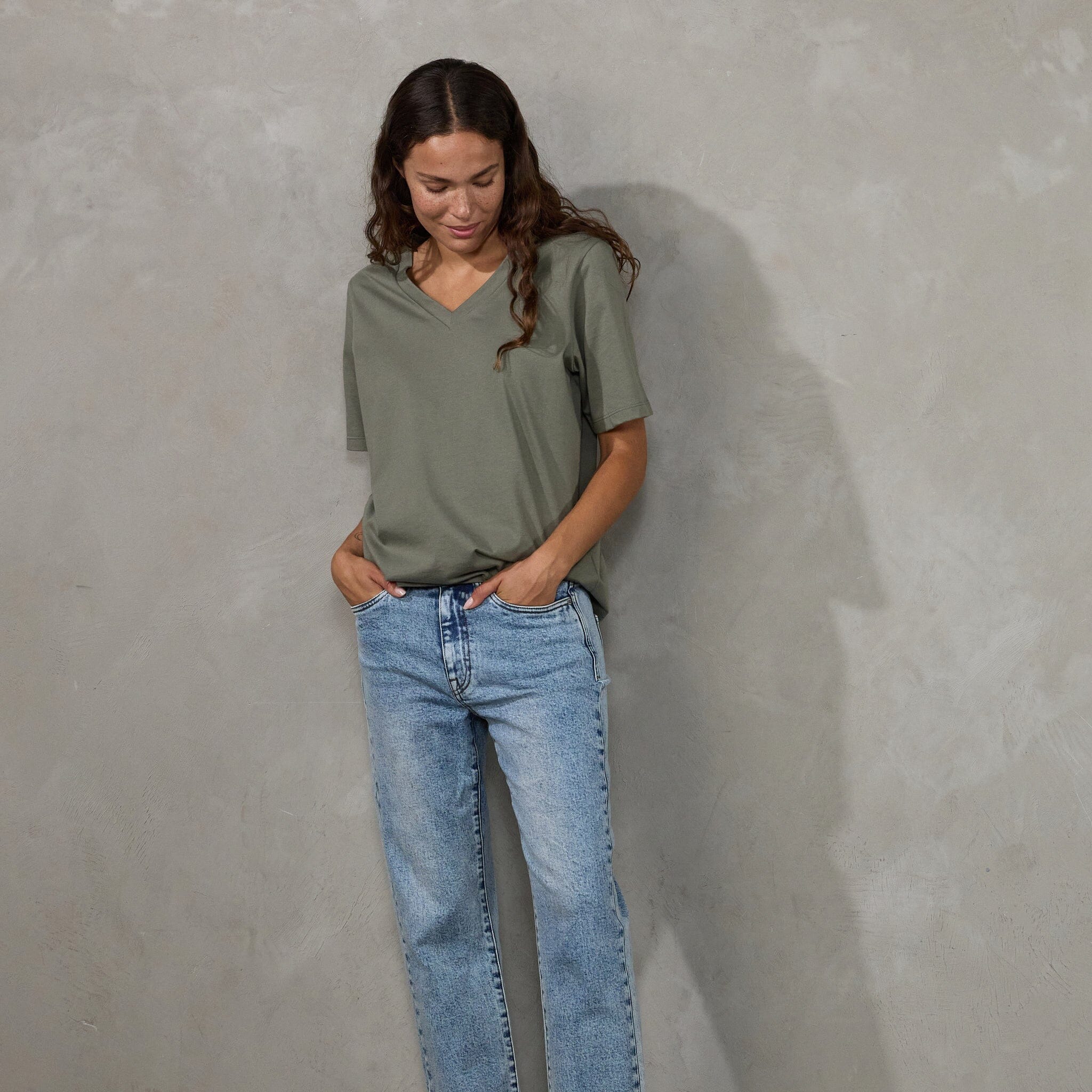 Vie Tee Khaki Tee Shirt Organic Crew 