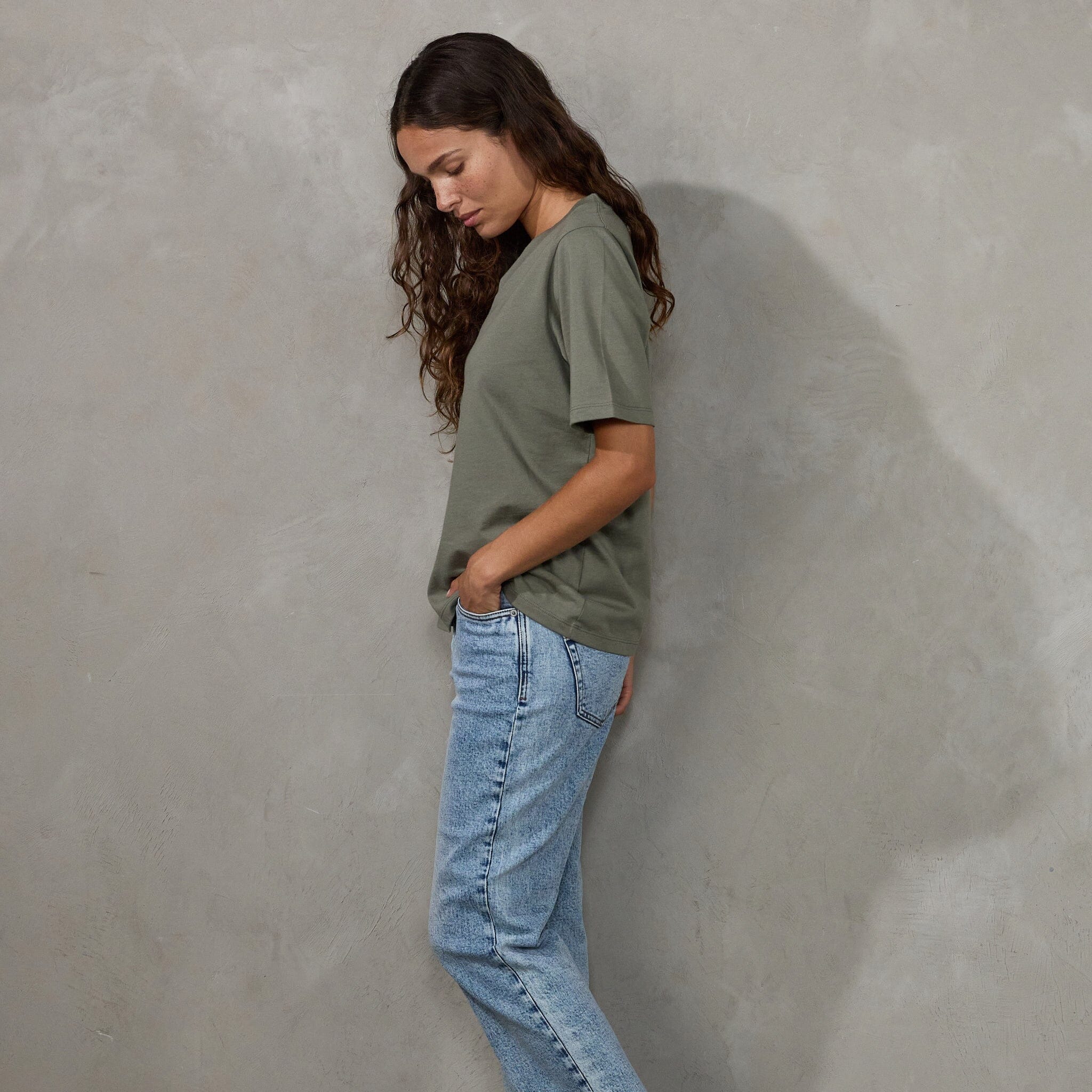 Vie Tee Khaki Tee Shirt Organic Crew 
