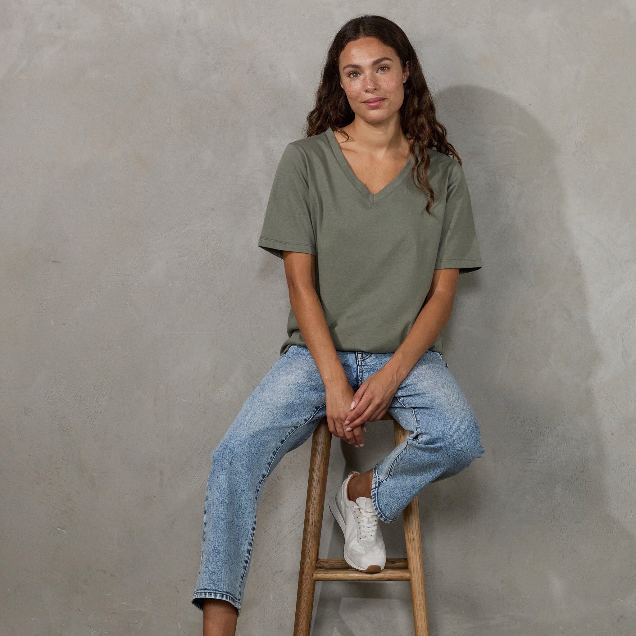 Vie Tee Khaki Tee Shirt Organic Crew 