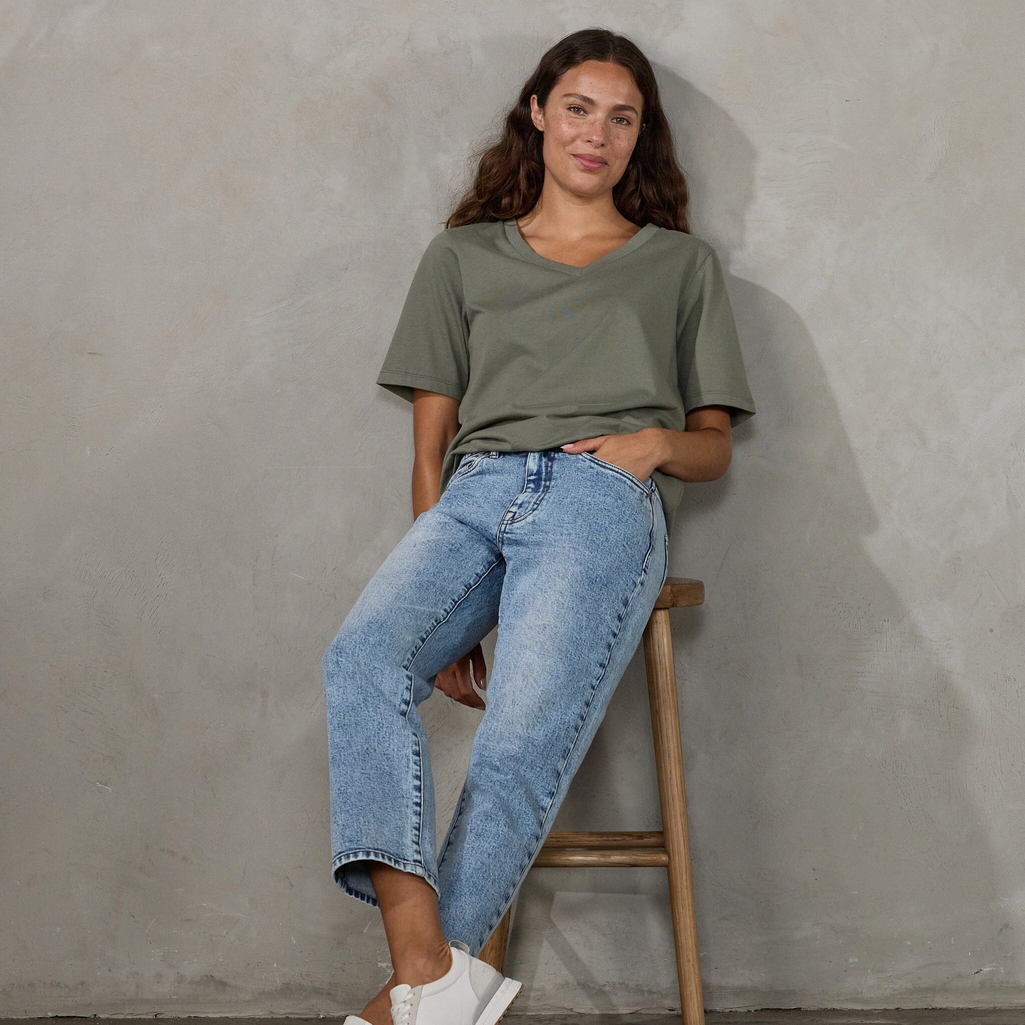Vie Tee Khaki Tee Shirt Organic Crew 