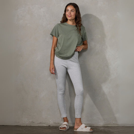 Yogi Rib Legging Grey shorts Organic Crew 