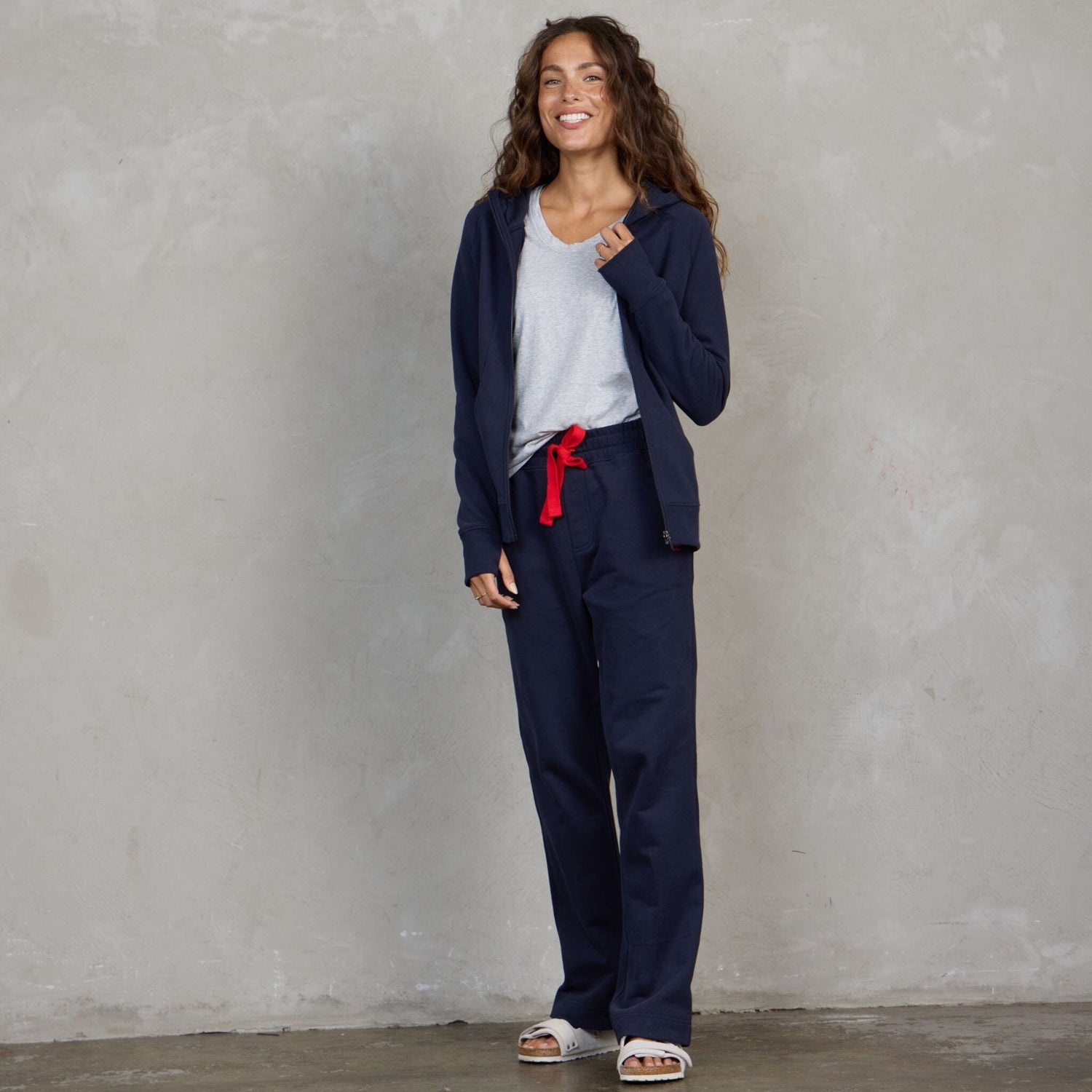 Chloe Organic Cotton Lux Touch Straight Leg Pant Navy pants Organic Crew 