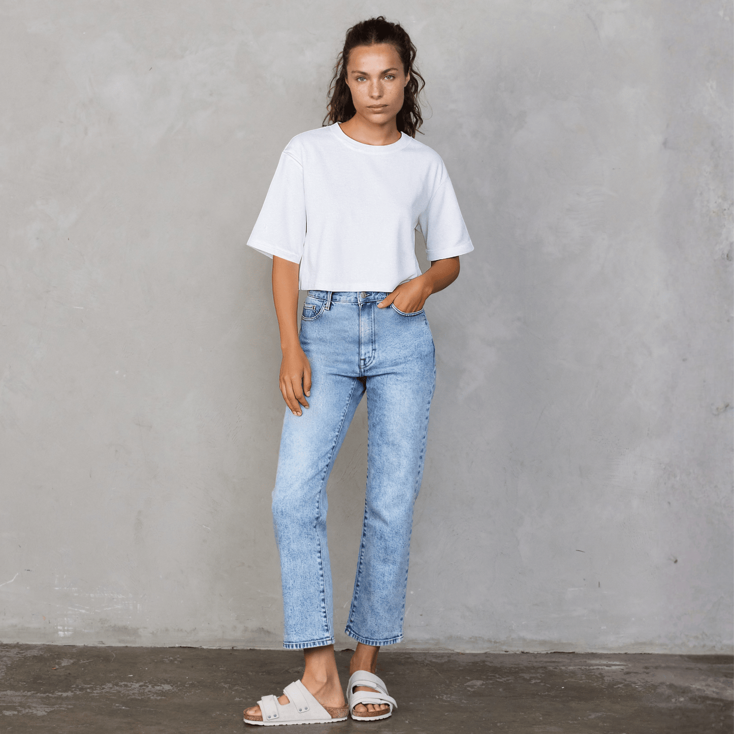 Luna Cropped Tee White Tee Shirt Organic Crew 