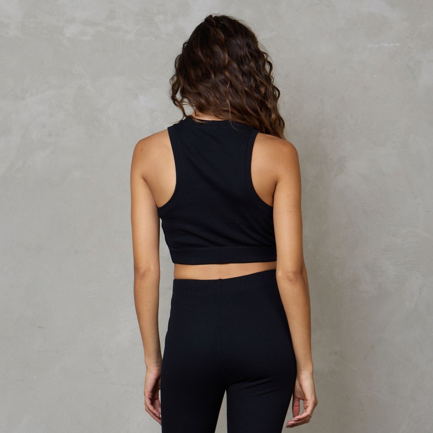 Gaia Organic Cotton Ribbed Racerback Yoga Crop Top Bra Support Black Tank Organic Crew 