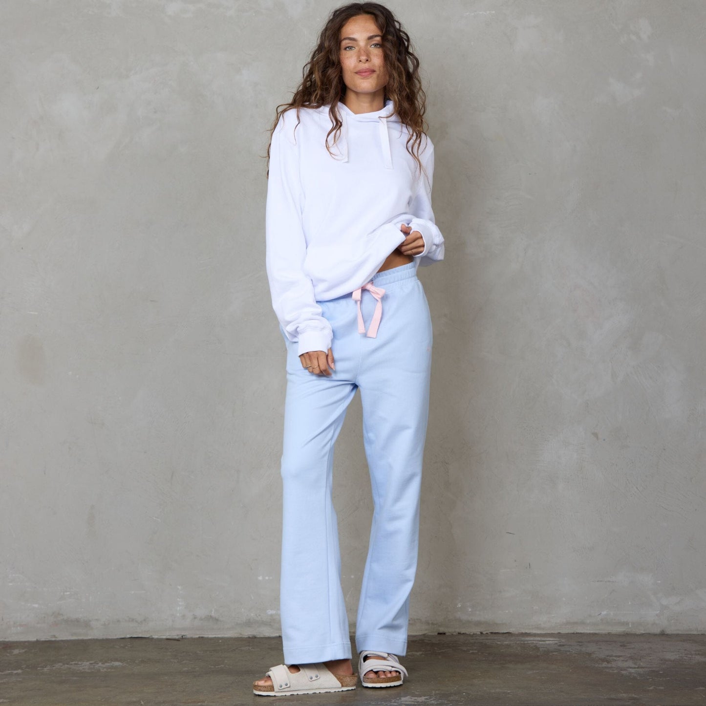 Chloe Organic Cotton Lux Touch Straight Leg Pant Baby Blue pants Organic Crew 