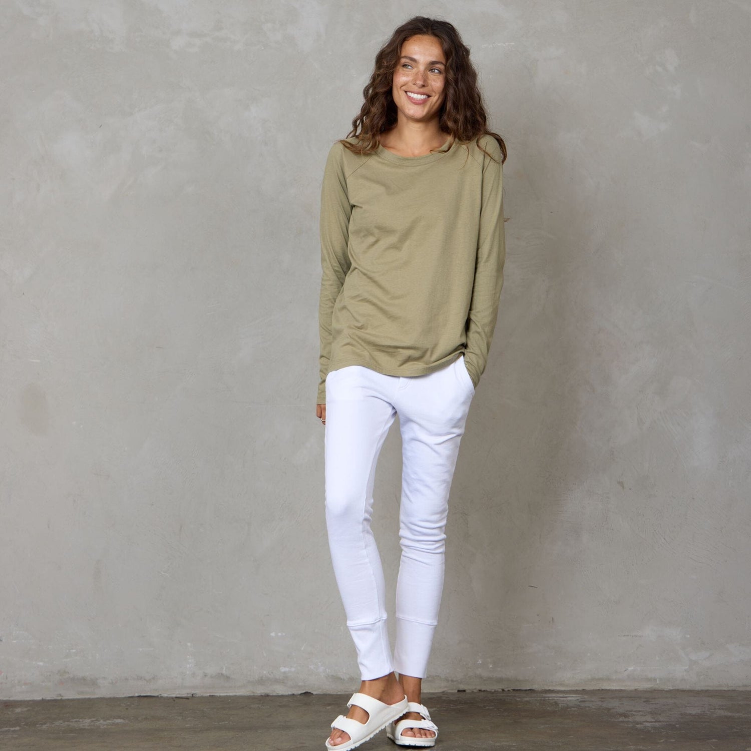 Layer Me Long Sleeve Organic Cotton Tee Khaki l/s tee Organic Crew 