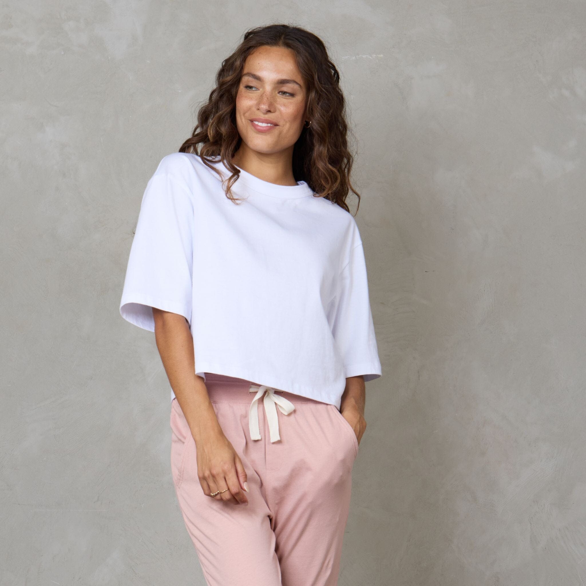 Luna Organic Cotton Cropped Tee White Tee Shirt Organic Crew 