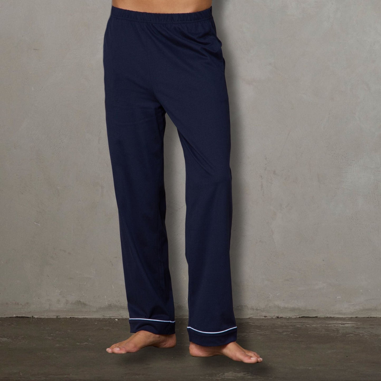 Portsea Long Sleeve Organic Cotton PJ Set Navy pj's Organic Crew 