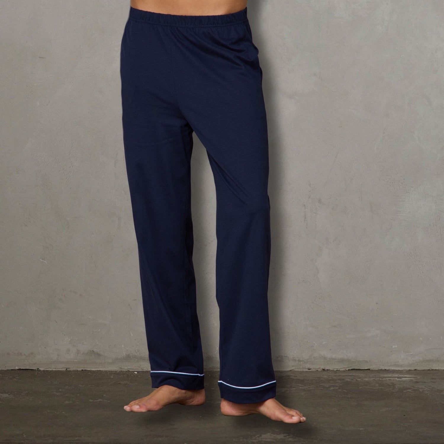 Portsea Long Sleeve Organic Cotton PJ Set Navy pj's Organic Crew 