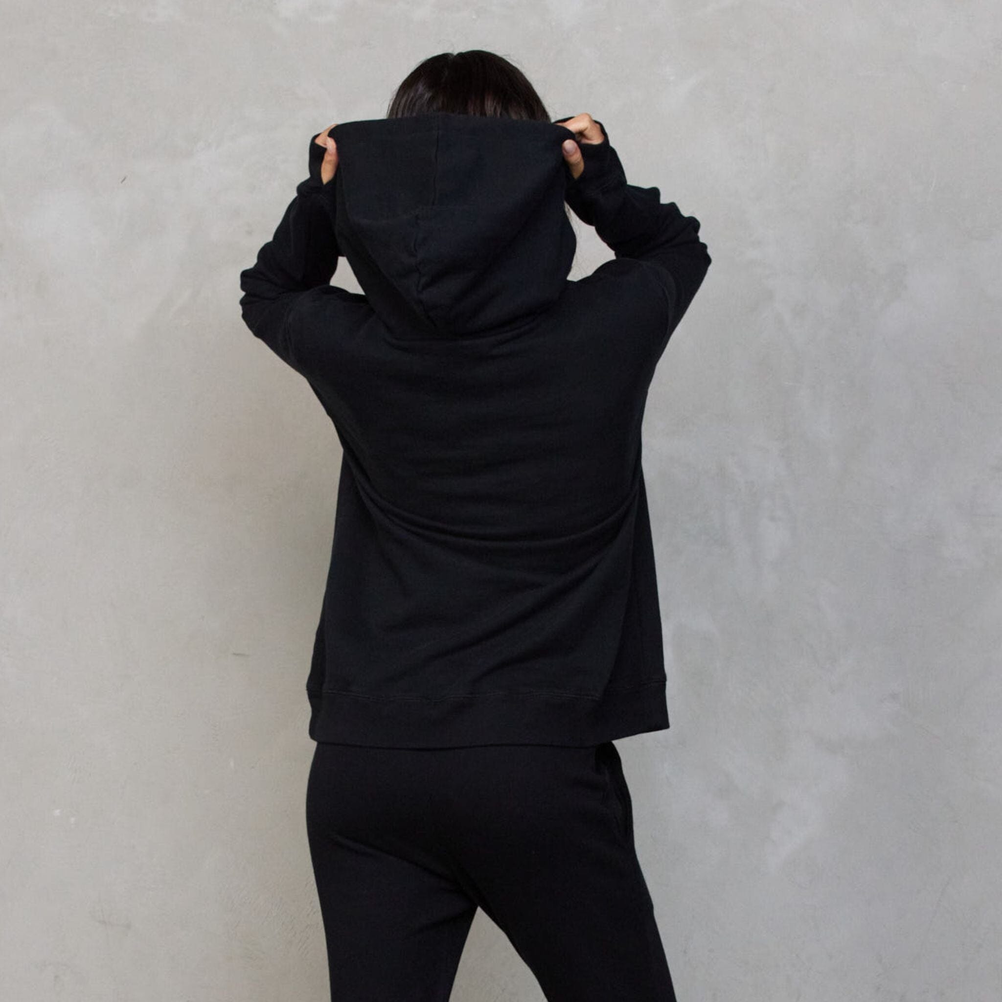 Hoodie Black Sweater Organic Crew 
