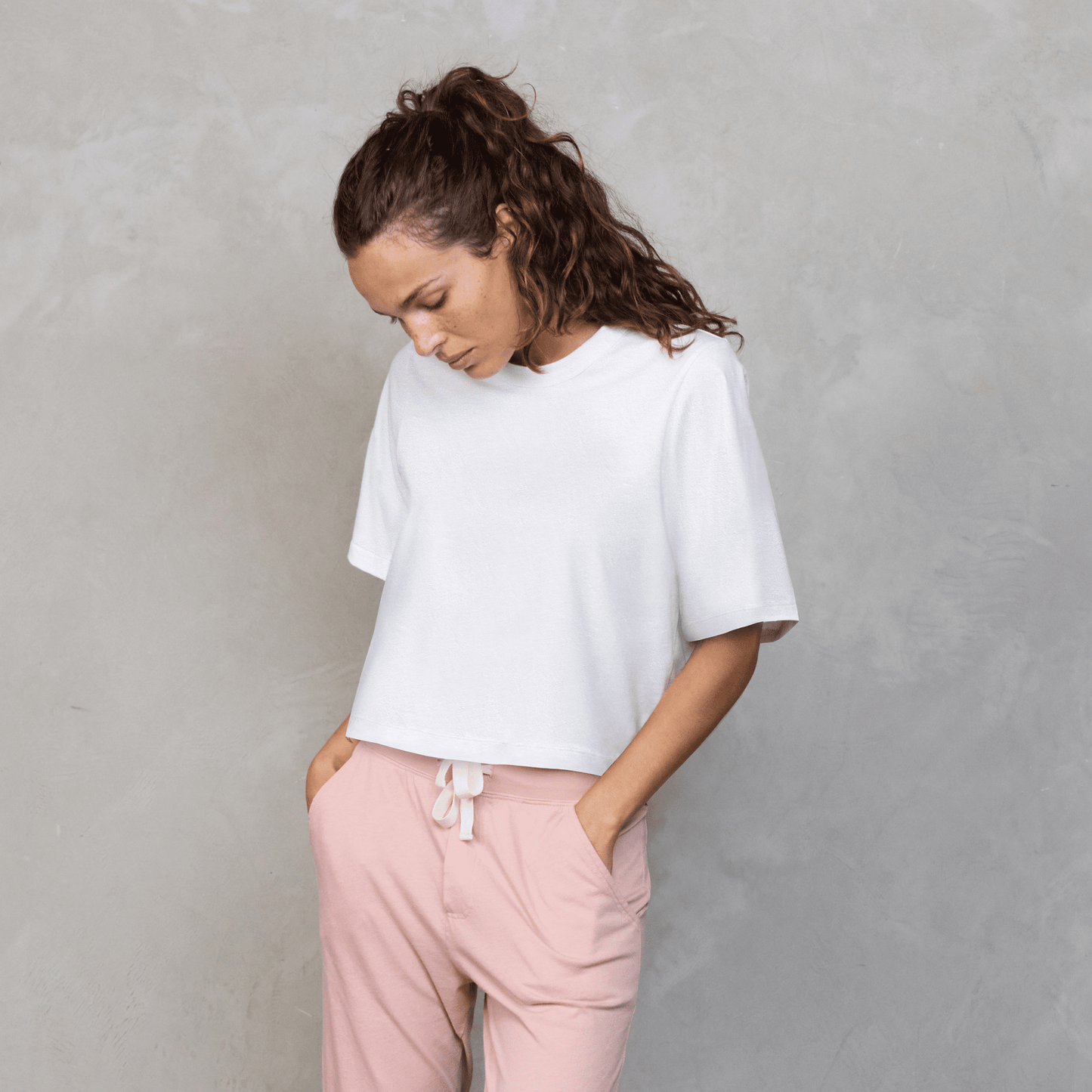 Luna Cropped Tee White Tee Shirt Organic Crew 