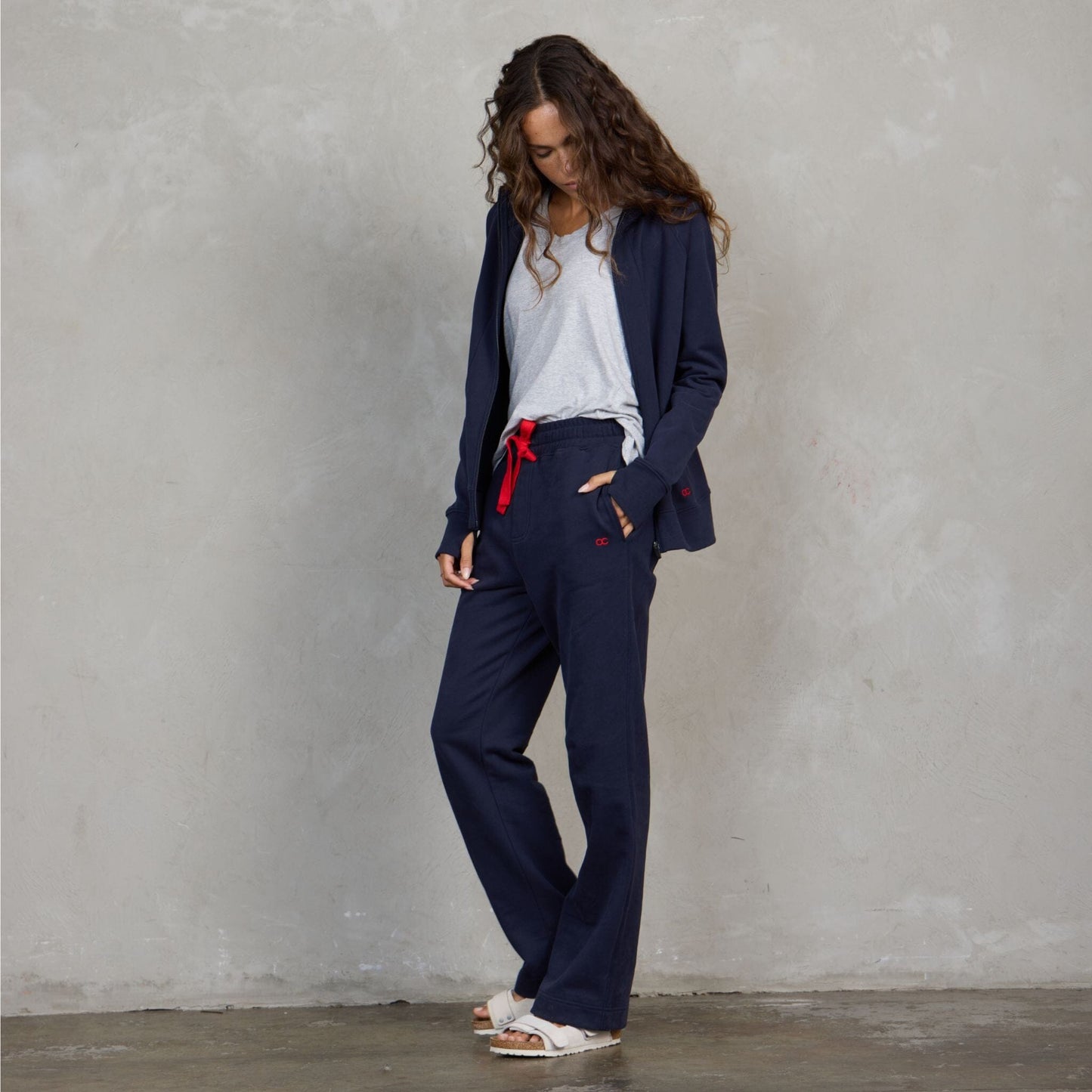 Chloe Organic Cotton Lux Touch Straight Leg Pant Navy pants Organic Crew 