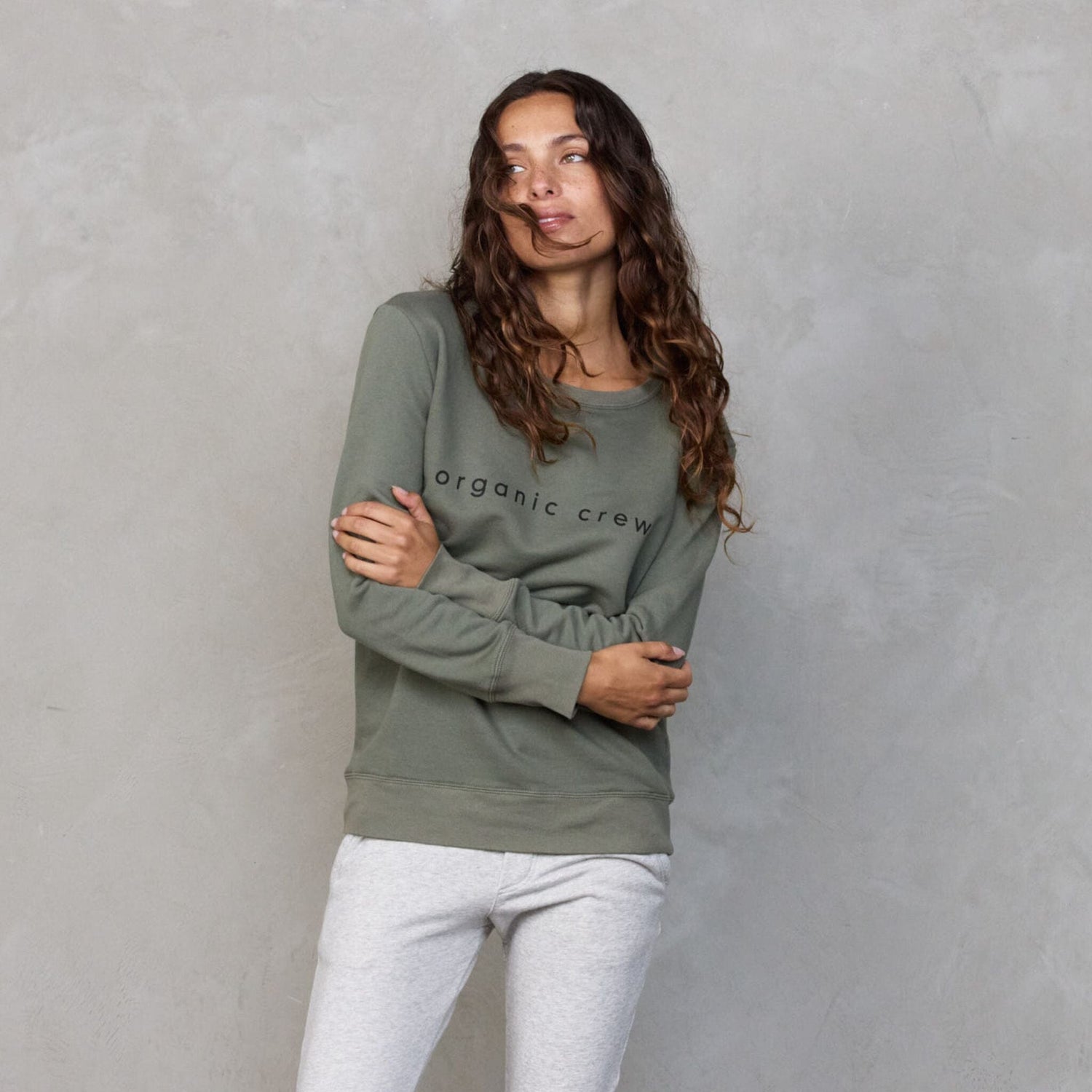 Boyfriend Sweater Khaki OC Sweater Organic Crew 