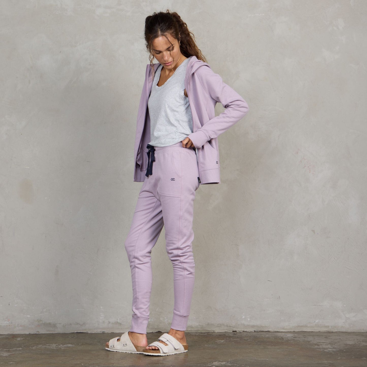 Chloe Organic Cotton Lux Touch Jogger Dusty Rose pants Organic Crew 