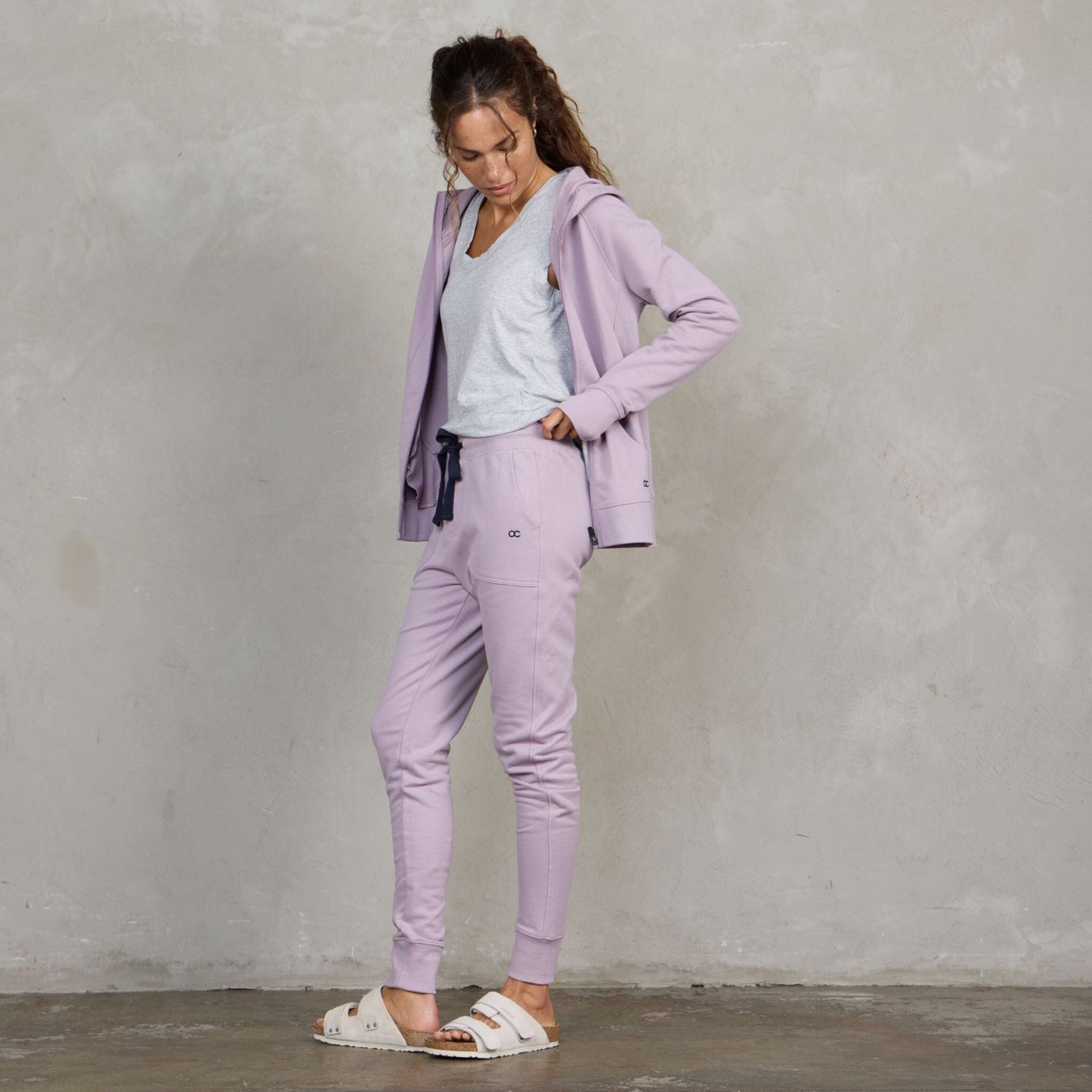 Chloe Organic Cotton Lux Touch Jogger Dusty Rose pants Organic Crew 