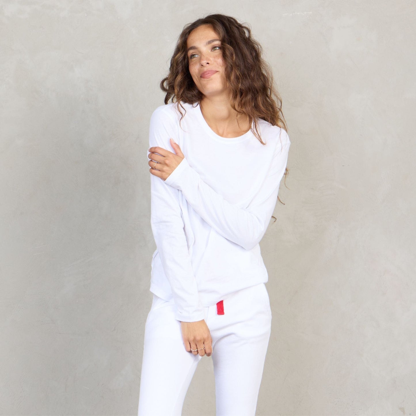 Lily Organic Cotton Long Sleeve Tee White l/s tee Organic Crew 