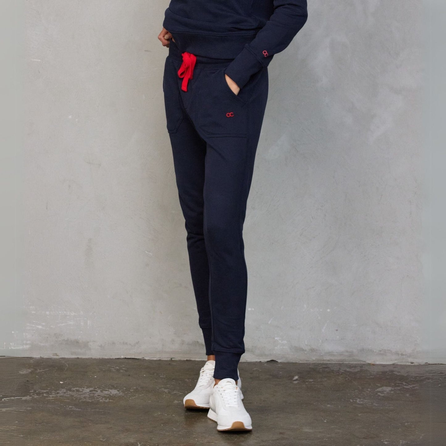 Chloe Lux Sweater Navy pants Organic Crew 