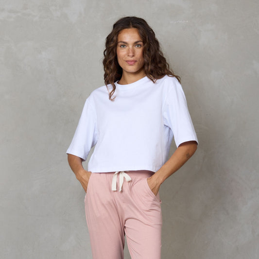 Luna Organic Cotton Cropped Tee White Tee Shirt Organic Crew