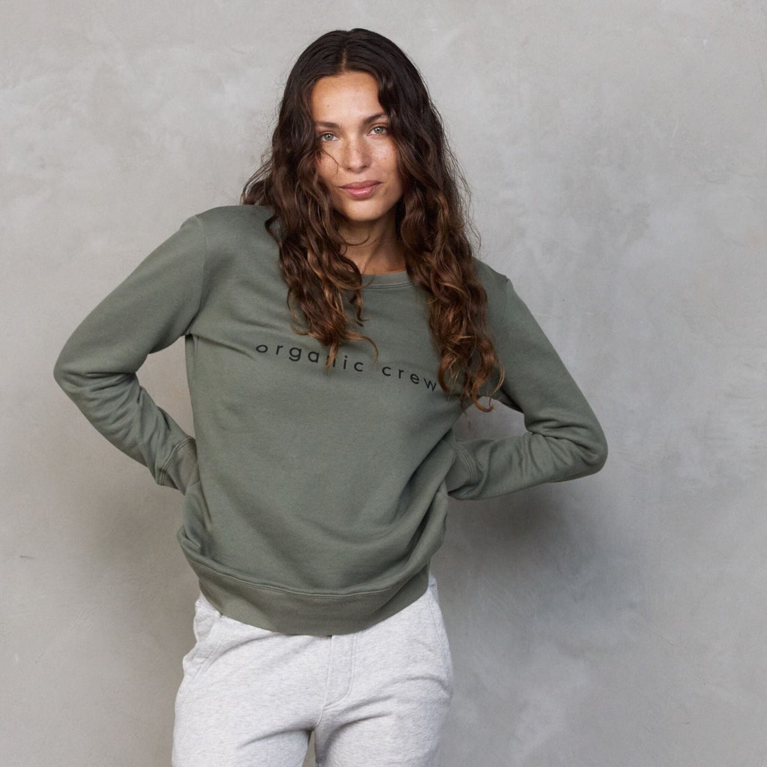 Boyfriend Sweater Khaki OC Sweater Organic Crew 