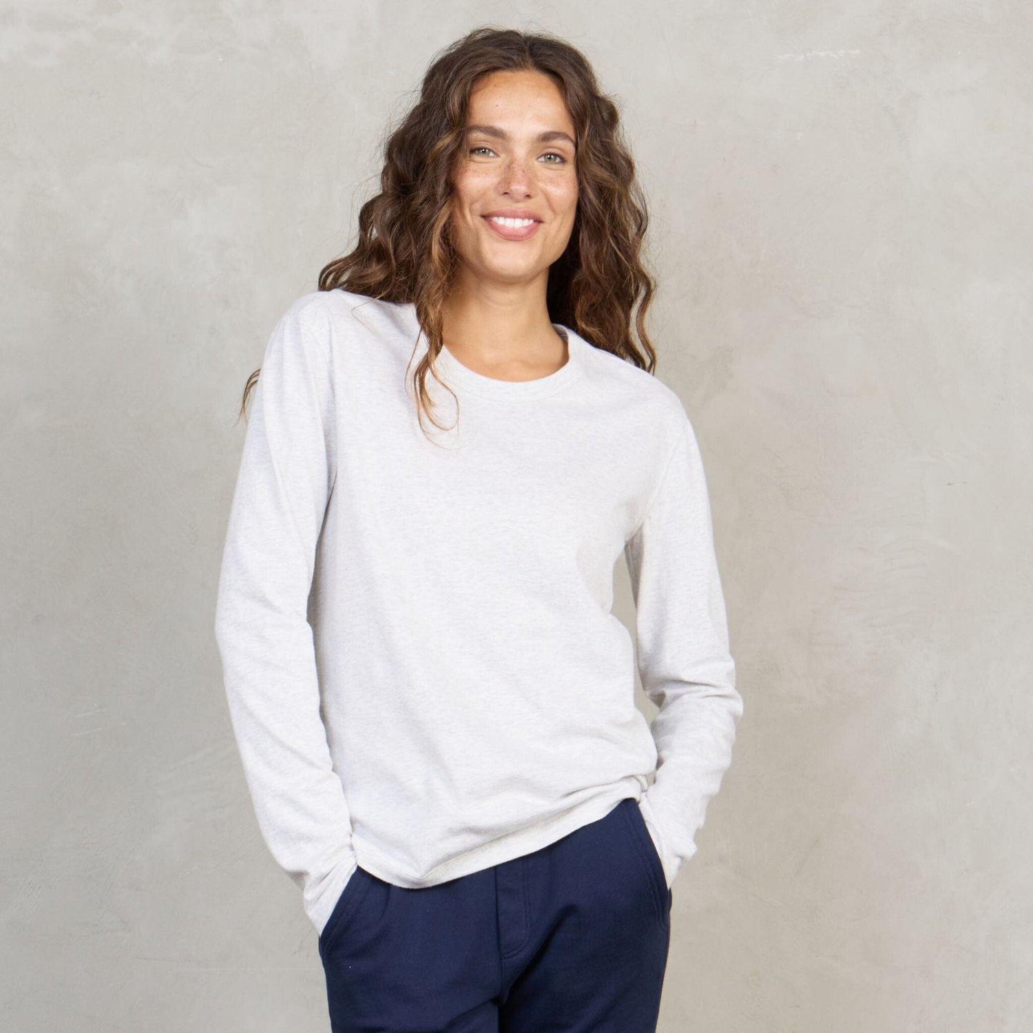 Lily Organic Cotton Long Sleeve Tee Grey Marle l/s tee Organic Crew 