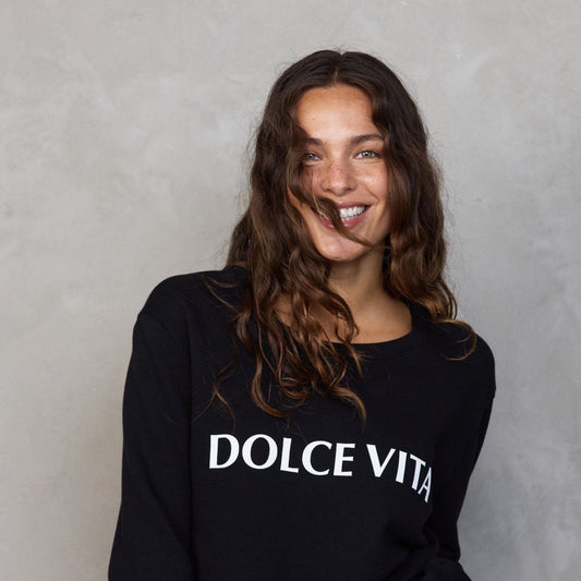 Boyfriend Sweater Black Dolce Vita Sweater Organic Crew 